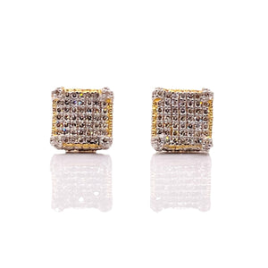 0.77 CT. Natural Diamond Men’s Square Shape Stud Earrings In 10 KT Yellow Gold