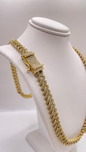 Load image into Gallery viewer, 8.8mm 14.30 CT. Natural Diamond Zig-Zag Cuban Chain In 10 KT Yellow Gold