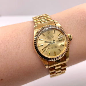 26mm Women’s DateJust Rolex With Champagne Dial