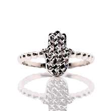Load image into Gallery viewer, Diamond-Cut Hamsa Hand Ball Ring In 10 KT White Gold
