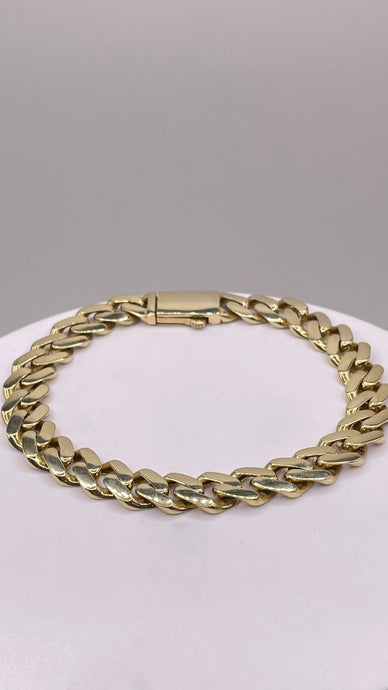 9.7mm Men’s Monaco Cuban Link Bracelet In 10 KT Yellow Gold