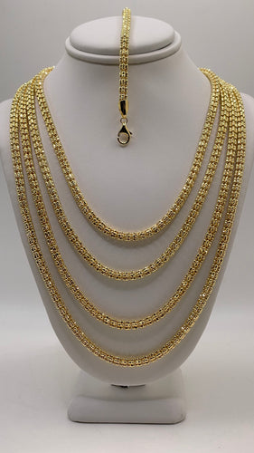 4.0mm Diamond Cut Icy Link Chain In 10 KT Yellow Gold