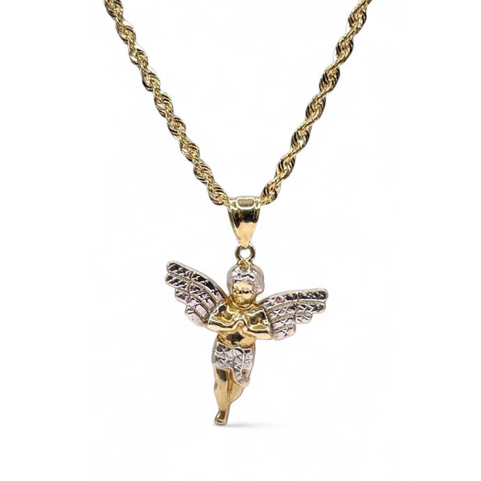 Angel Pendent & Rope Chain Combo In 10 KT Gold
