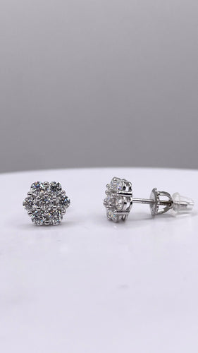 1 CT Moissanite Stud Earrings Screw Backings