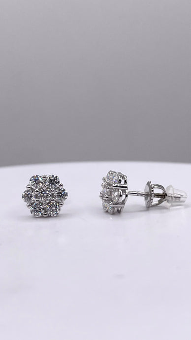 1 CT Moissanite Stud Earrings Screw Backings