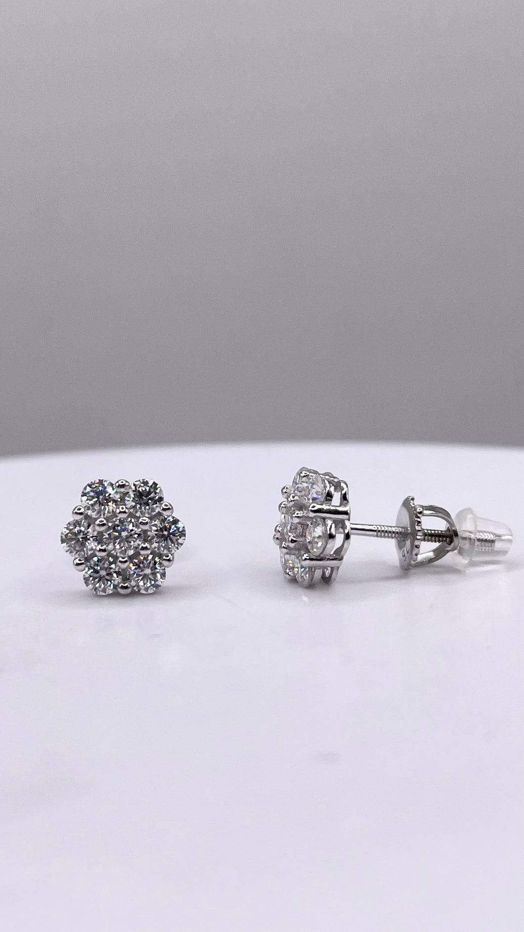 1 CT Moissanite Stud Earrings Screw Backings