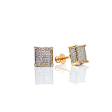 Load image into Gallery viewer, 0.60 CT. Natural Diamond Square Shape Stud Earrings In 10 KT Yellow Gold