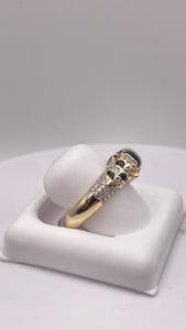 Beautiful Panther Ring In 10 KT Yellow Gold With CZ