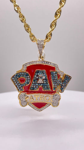 1.13 CT. Natural Diamond Paw Patrol Pendant In 10 KT Yellow Gold