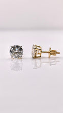Load image into Gallery viewer, 2.11 CT. Solitaire Lab Grown Diamond Stud Earrings In 14 KT Yellow Gold