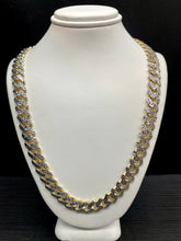Load image into Gallery viewer, 9mm Two-Tone Diamond Cut Monaco Link Chain In 10 KT Yellow &amp; White Gold