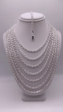 Load image into Gallery viewer, 3mm Rope Chain/Bracelet In Silver