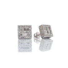 Load image into Gallery viewer, 0.93 CT. Natural Diamond Square Shape Stud Earrings In 10 KT White Gold