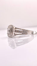 Load image into Gallery viewer, 0.89 CT. Natural Diamond Quad Princess-Cut Double Halo Engagement Ring In 10 KT White Gold