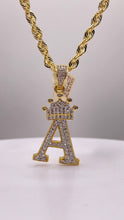 Load image into Gallery viewer, 0.54 CT. Natural Diamond Initial A Pendent With Crown In 10 KT Yellow Gold