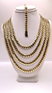 6mm Solid Miami Cuban Link Chain/Bracelet With Box Lock In 10 KT Yellow Gold