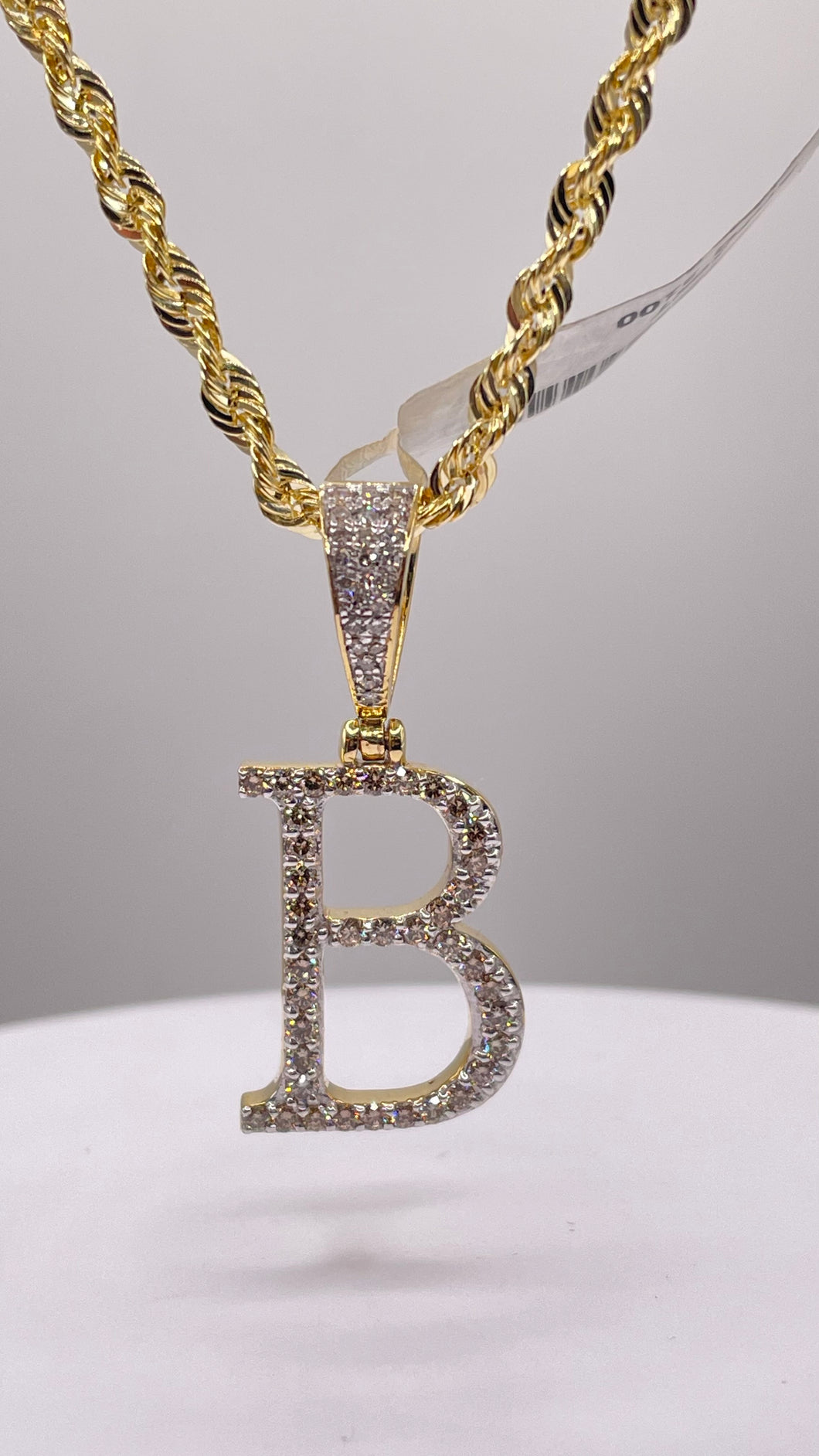 0.68 CT. Natural Diamond Initial B Pendent In 10 KT Yellow Gold