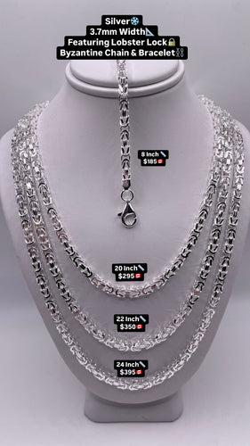 3mm Byzantine Link Chain/Bracelet In Silver