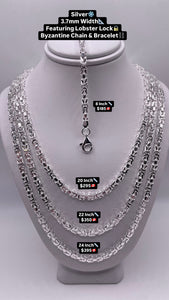 3mm Byzantine Link Chain/Bracelet In Silver