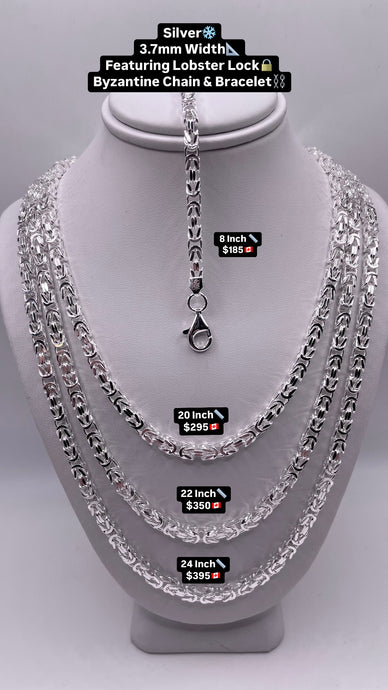 3mm Byzantine Link Chain/Bracelet In Silver
