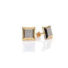 Load image into Gallery viewer, 0.18 CT. Natural Diamond Square Shape Stud Earrings In 14 KT Yellow Gold