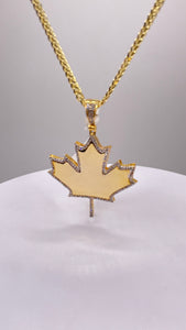 0.46 CT. Natural Diamond Maple Leaf Pendent In 10 KT Yellow Gold