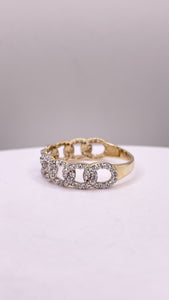 Cuban Link Ring In 10 KT Yellow Gold With CZ