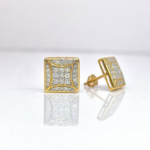 Load image into Gallery viewer, 0.70 CT. Natural Diamond Square Shape Stud Earrings In 10 KT Yellow Gold