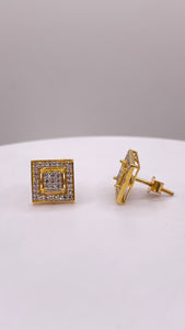 0.36 CT. Natural Diamond Square Shape Stud Earrings In 10 KT Yellow Gold