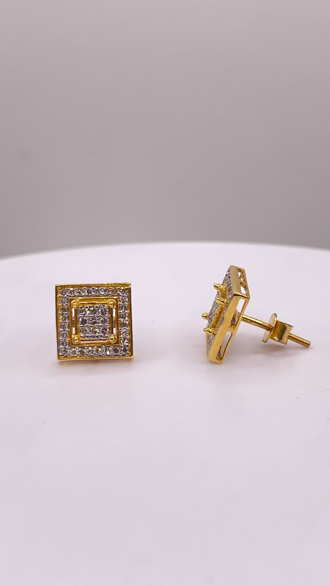 0.36 CT. Natural Diamond Square Shape Stud Earrings In 10 KT Yellow Gold