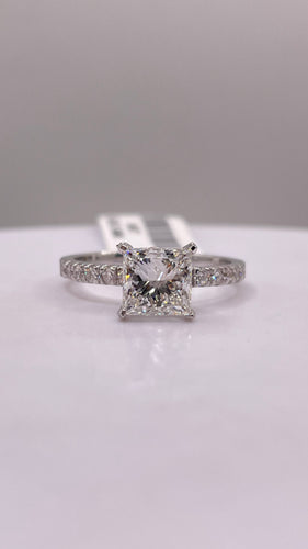 1.96 CT. Lab Grown Princess Cut Diamond Engagement Ring In 14 KT White Gold