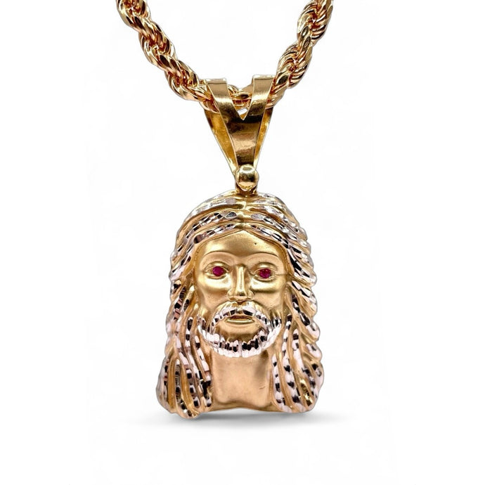 Diamond-Cut Jesus Pendent In 10 KT Yellow Gold