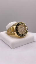 Load image into Gallery viewer, CZ Greek Key Design Men’s Ring In 14 KT Yellow Gold