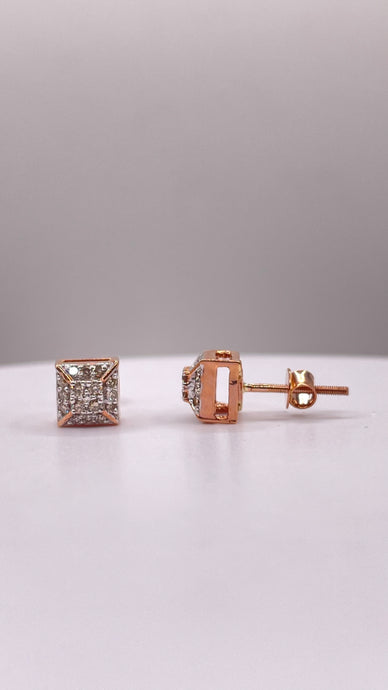 0.23 CT. Natural Diamond Square Shape Stud Earrings In 10 KT Rose Gold