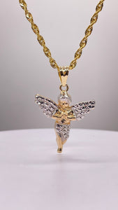 Angel Pendent & Rope Chain Combo In 10 KT Gold