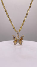 Load image into Gallery viewer, 0.37 CT. Natural Diamond Butterfly Pendent &amp; Rope Chain Combo