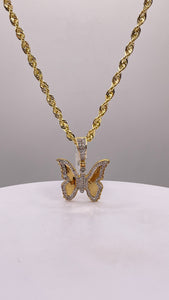 0.37 CT. Natural Diamond Butterfly Pendent & Rope Chain Combo