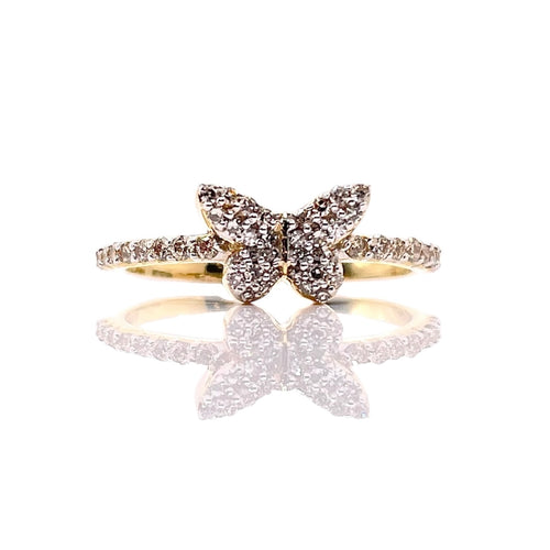 0.28 CT. Natural Diamond Butterfly Ring In 10 KT Yellow Gold