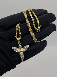 Angel Pendent & Rope Chain Combo In 10 KT Gold