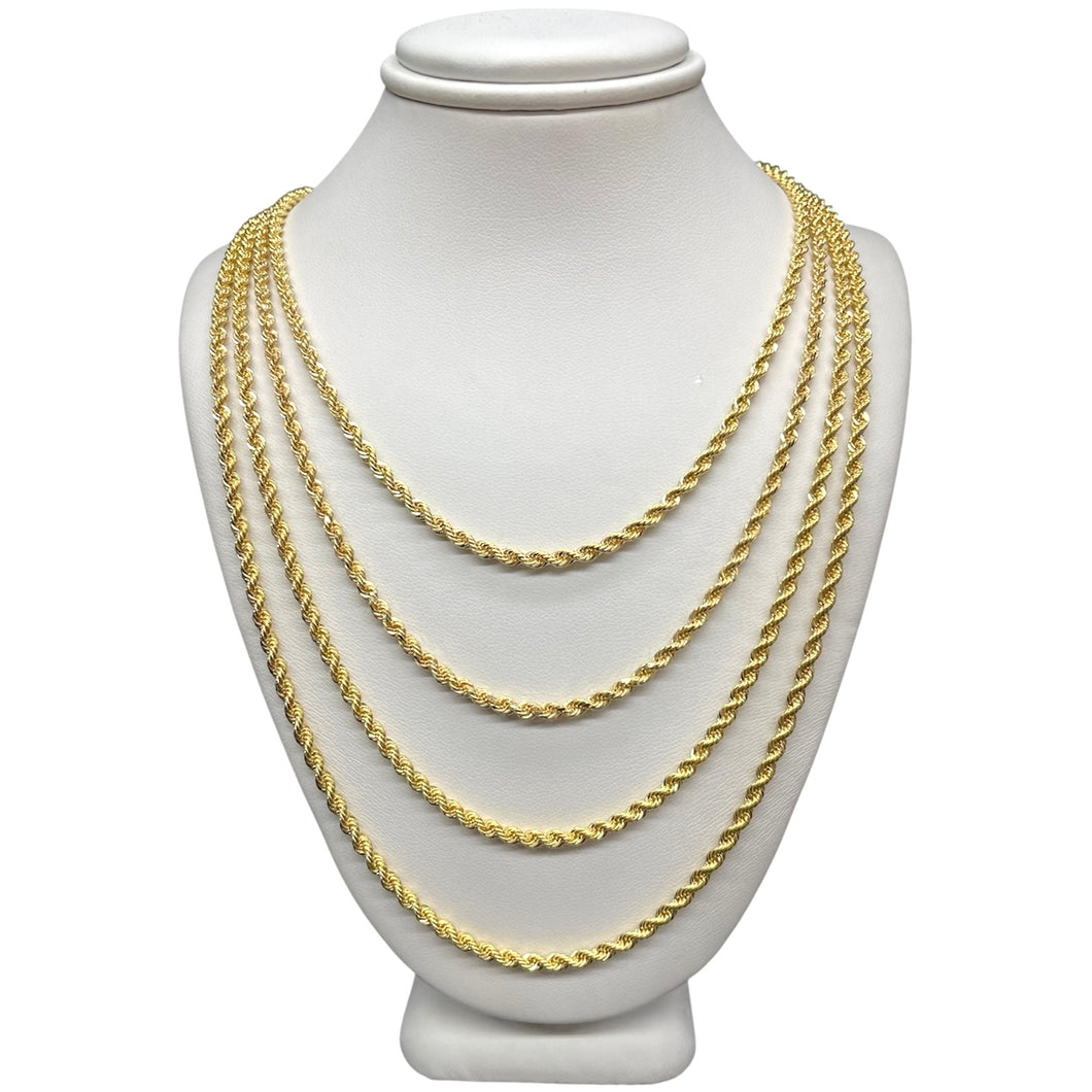 2.7mm Solid Rope Chain In 10 KT Yellow Gold