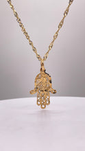 Load image into Gallery viewer, Hamsa Hand Pendant &amp; Singapore Chain Combo In 10 KT Yellow Gold