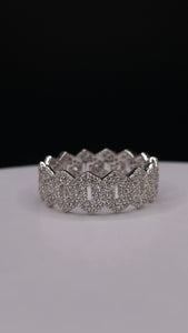 7.6mm Eternity Cuban Link Ring In Silver With CZ