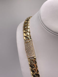 13.8mm Solid Miami Cuban Chain Featuring Natural Diamond Box Lock