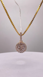 0.62 CT. Natural Diamond Round Shape Pendent & Box Chain In 10 KT Yellow Gold