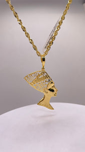 Egyptian Queen Nefertiti Pendant In 10 KT Yellow Gold