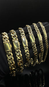 Solid Miami Cuban Bracelets With Box Lock In 10 KT Yellow Gold