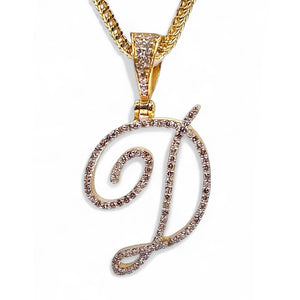 0.40 CT. Natural Diamond D Initial Pendant In 10 KT Yellow Gold