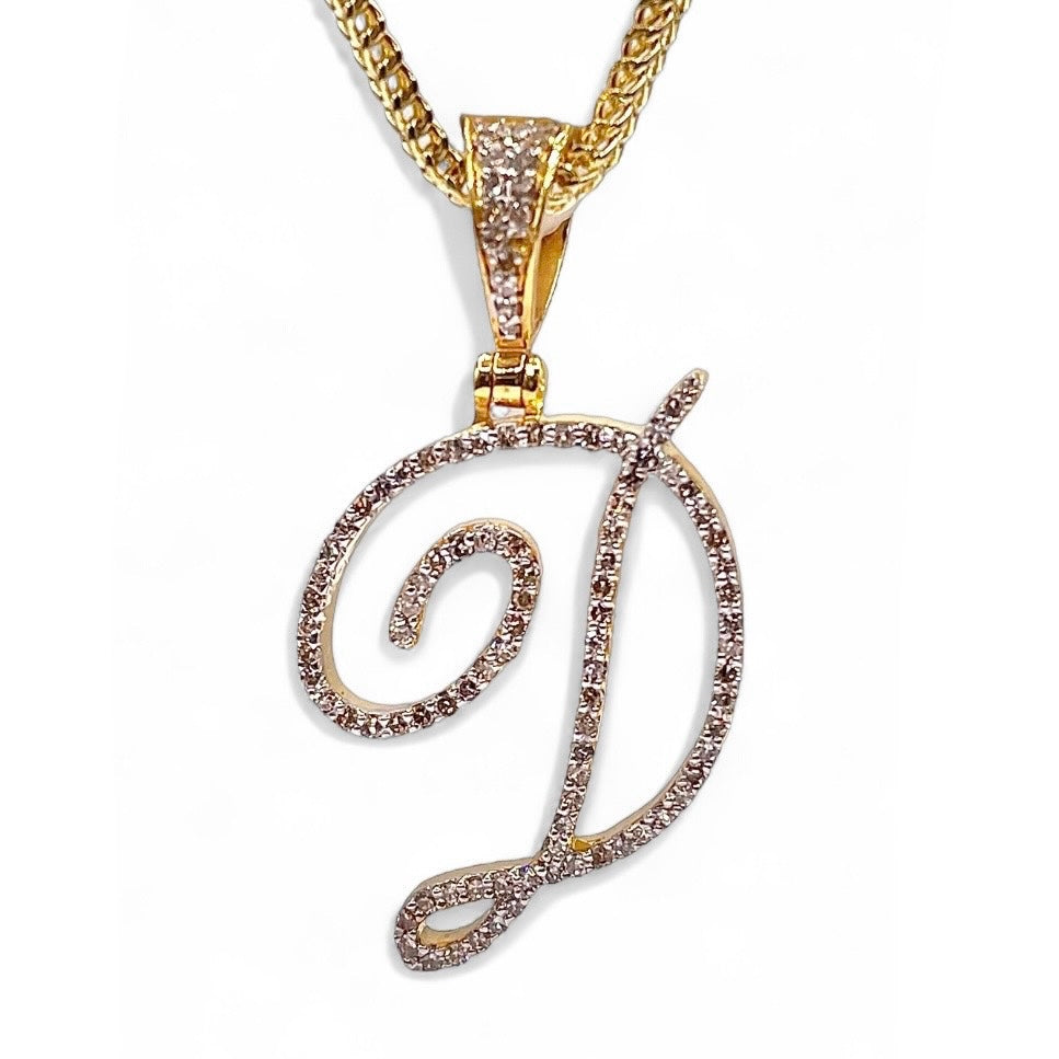 0.40 CT. Natural Diamond D Initial Pendant In 10 KT Yellow Gold