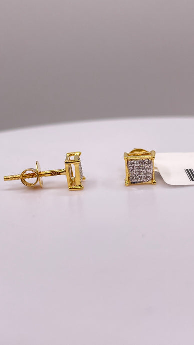 0.07 CT. Natural Diamond Square Shape Stud Earrings In 10 KT Yellow Gold