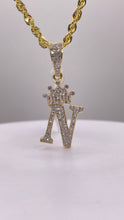 Load image into Gallery viewer, 0.53 CT. Natural Diamond Initial N Pendent With Crown In 10 KT Yellow Gold